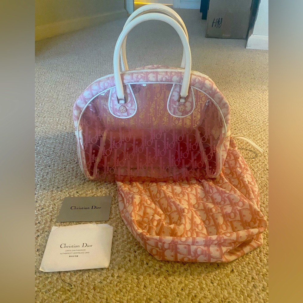 Christian Dior clear logo bag